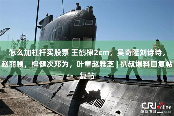 怎么加杠杆买股票 王鹤棣2cm，吴奇隆刘诗诗，赵丽颖，檀健次邓为，叶童赵雅芝 | 扒叔爆料回复帖